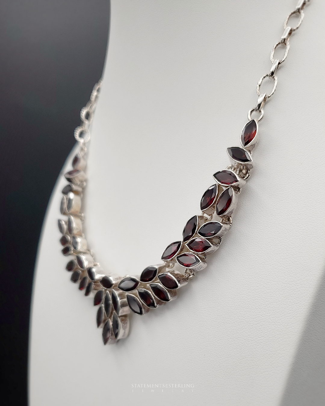 Garnet and Sterling Silver Pomegranate Seed Necklace and Earrings Set