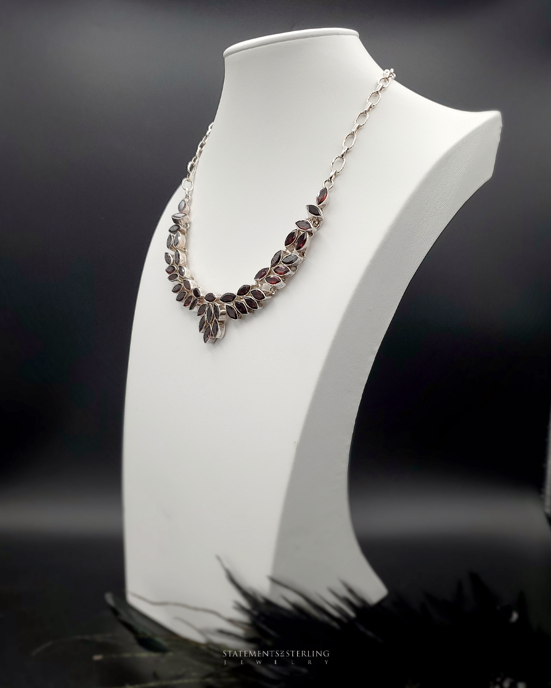 Garnet and Sterling Silver Pomegranate Seed Necklace and Earrings Set