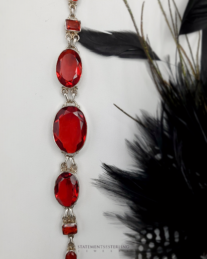 Red Quartz and Sterling Silver Bracelet