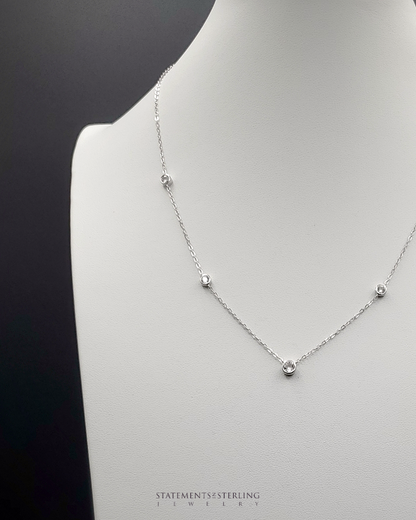 Sterling Silver Cubic Zirconia Station Necklace