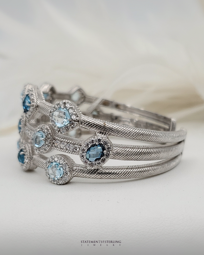 Vintage Blue Topaz and Sterling Silver Bracelet