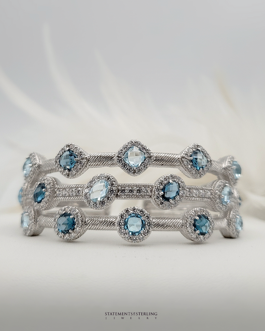 Vintage Blue Topaz and Sterling Silver Bracelet