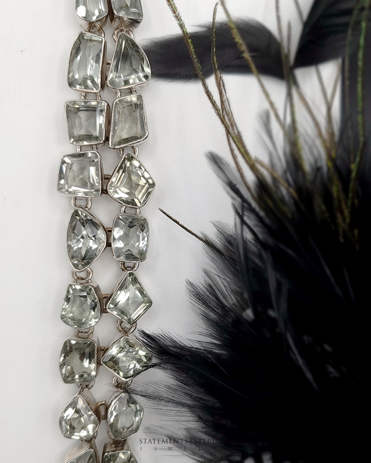 Green Amethyst and Sterling Silver Sparkle Bracelet