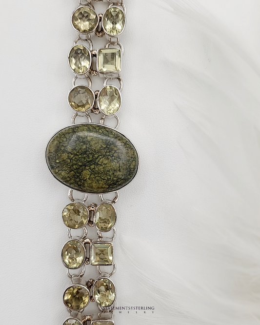 Rainforest Jasper, Citrine and Sterling Silver Bracelet
