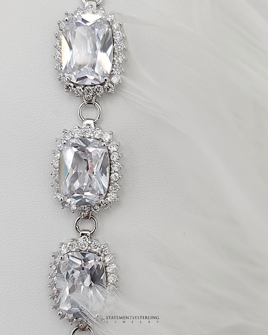 White Topaz and Sterling Silver Fancy Cut Bracelet