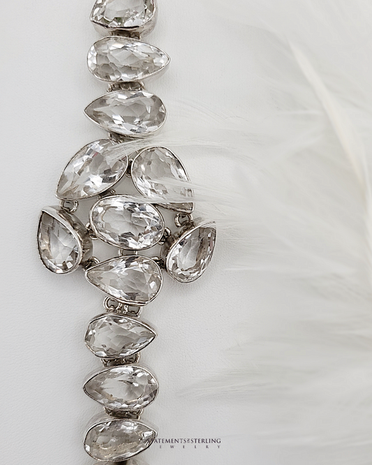 Clear Quartz and Sterling Silver Forever Flower Bracelet
