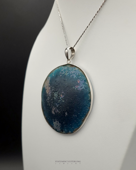 Roman Glass and Sterling Silver Statement Pendant II