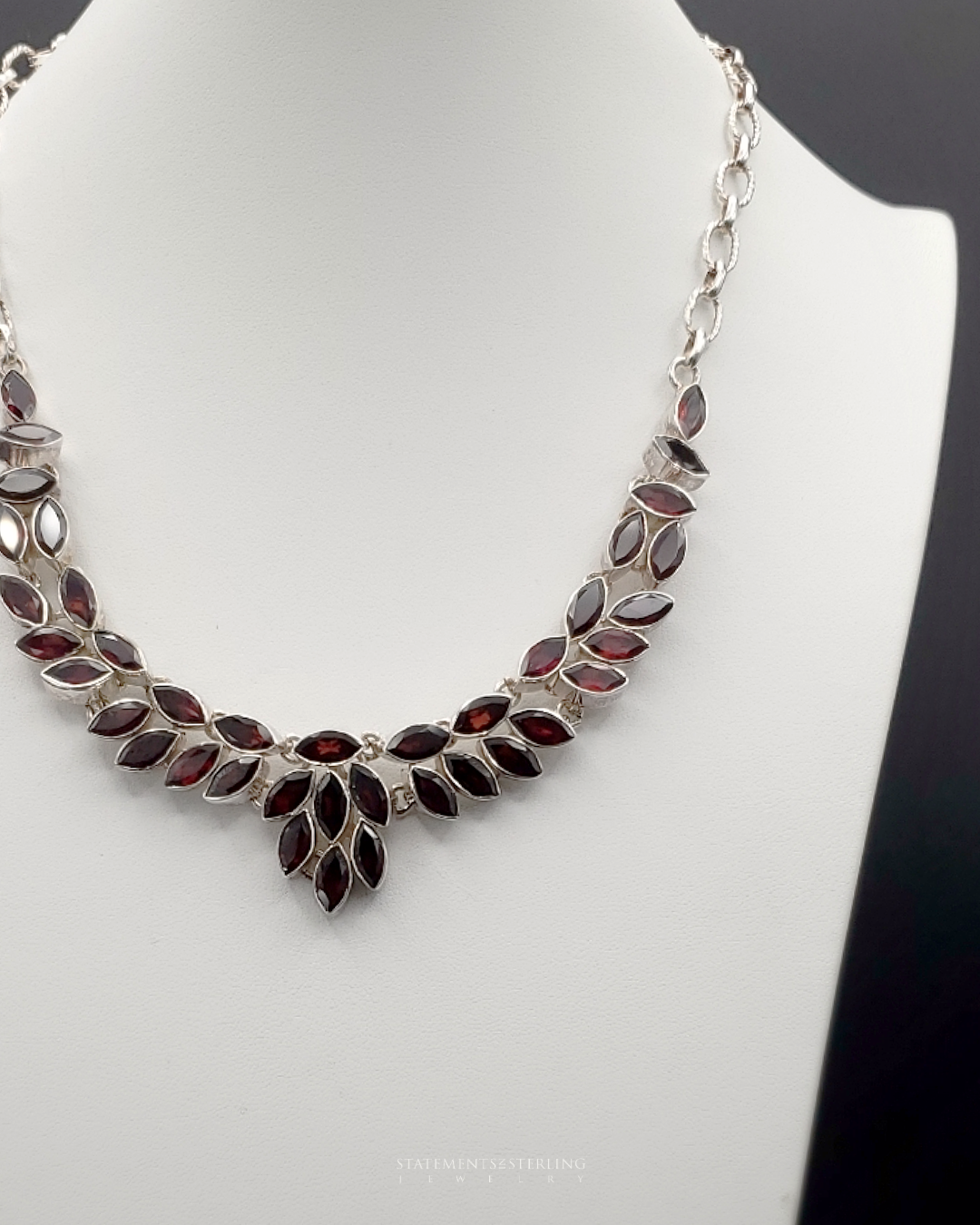 Garnet and Sterling Silver Pomegranate Seed Necklace and Earrings Set