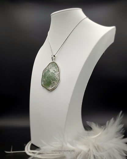 Roman Glass and Sterling Silver Statement Pendant VIII