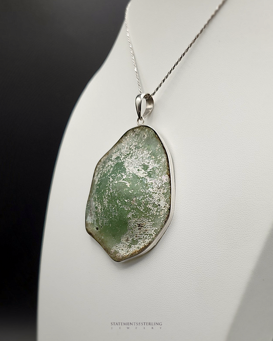 Roman Glass and Sterling Silver Statement Pendant VIII