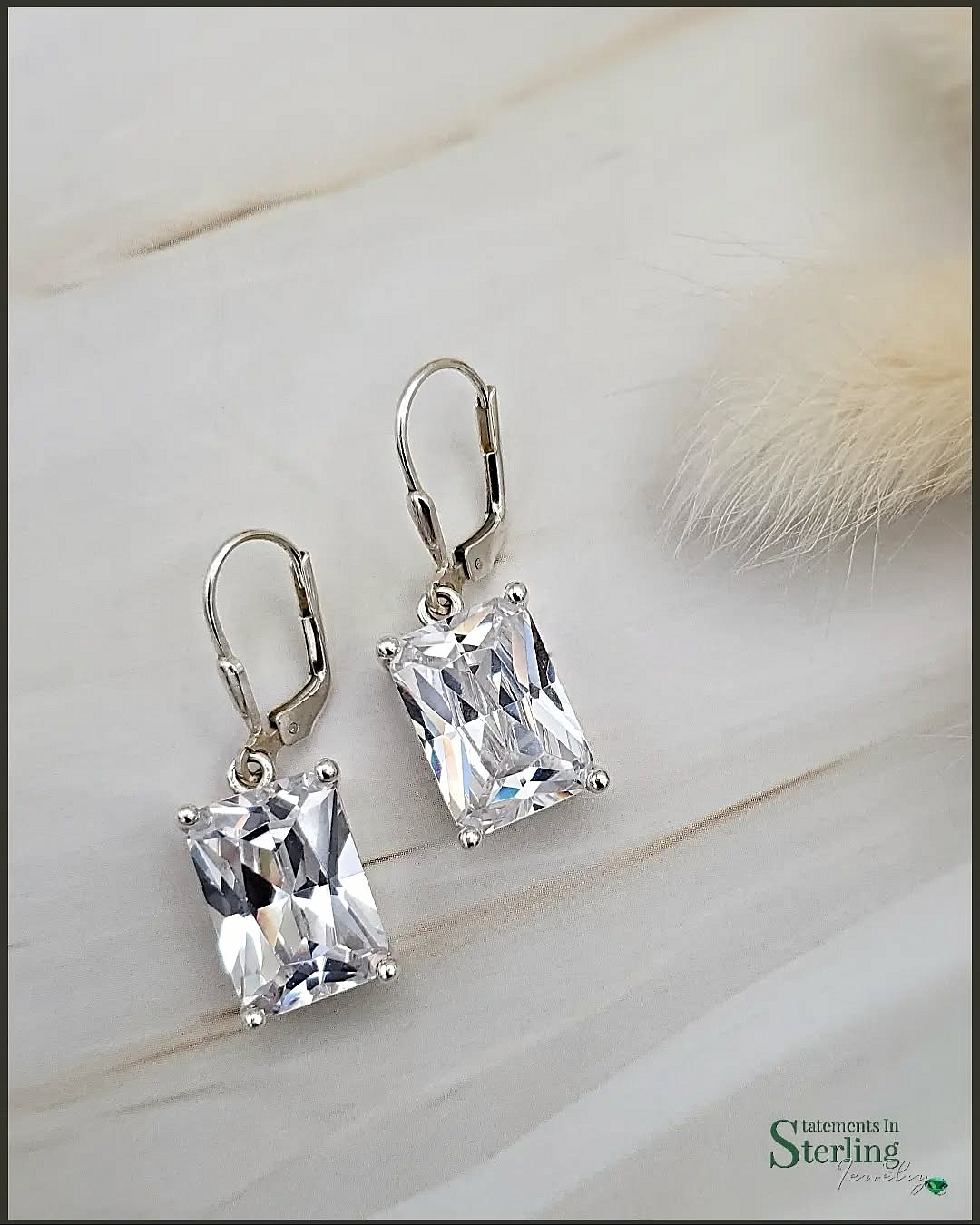 White Topaz and Sterling Silver Classic Earrings