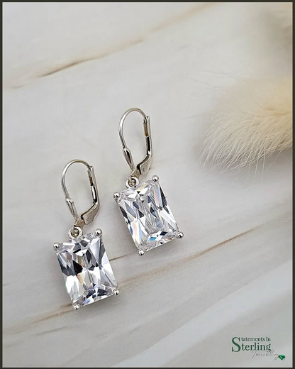 White Topaz and Sterling Silver Classic Earrings