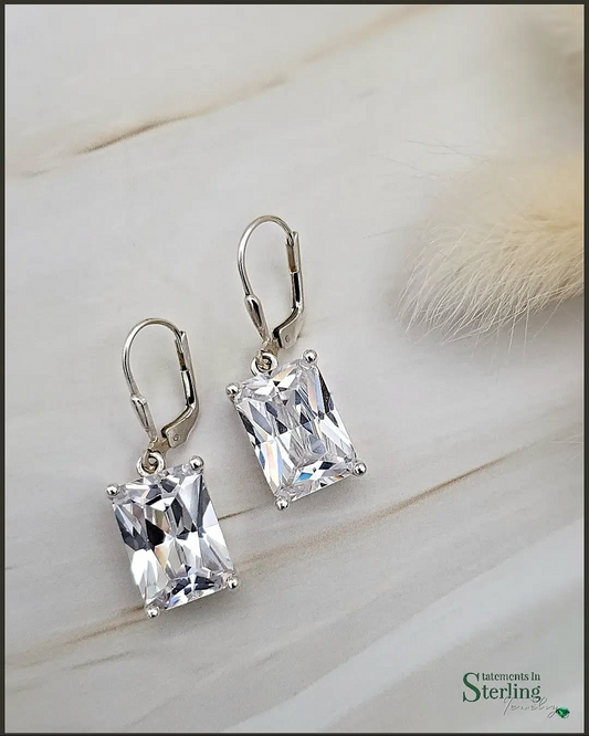 White Topaz and Sterling Silver Classic Earrings