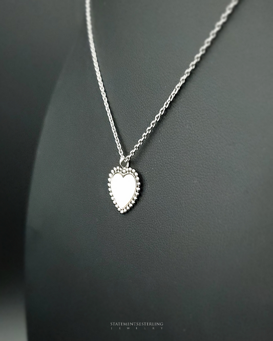 Mother of Pearl and Sterling Silver Heart Necklace
