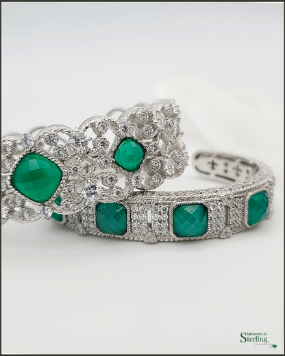 Vintage Chalcedony and Sterling Silver Cuff Bracelet