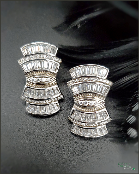 Vintage Art Deco Sterling Silver and Cubic Zirconia Earrings