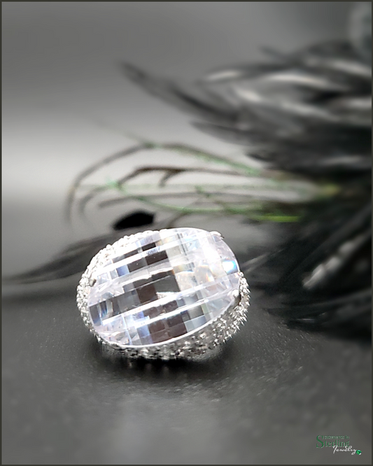 White Topaz and Sterling Silver Glamour Ring