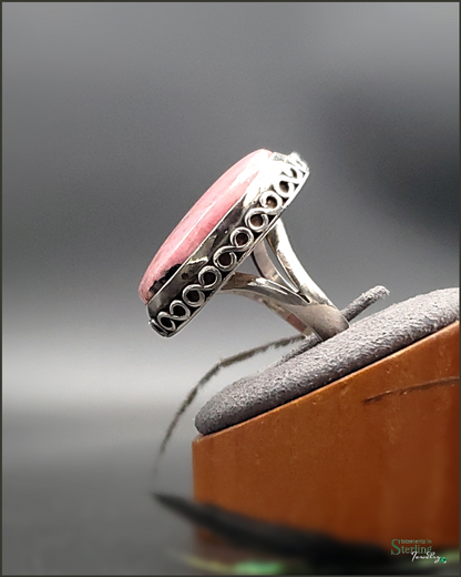 Rhodocrosite and Sterling Silver Statement Ring