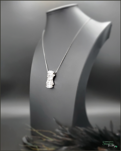 Vintage Art Deco Sterling Silver and Cubic Zirconia Necklace
