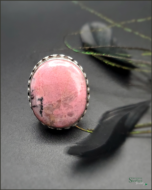 Rhodocrosite and Sterling Silver Statement Ring
