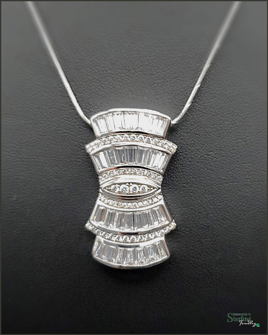 Vintage Art Deco Sterling Silver and Cubic Zirconia Necklace