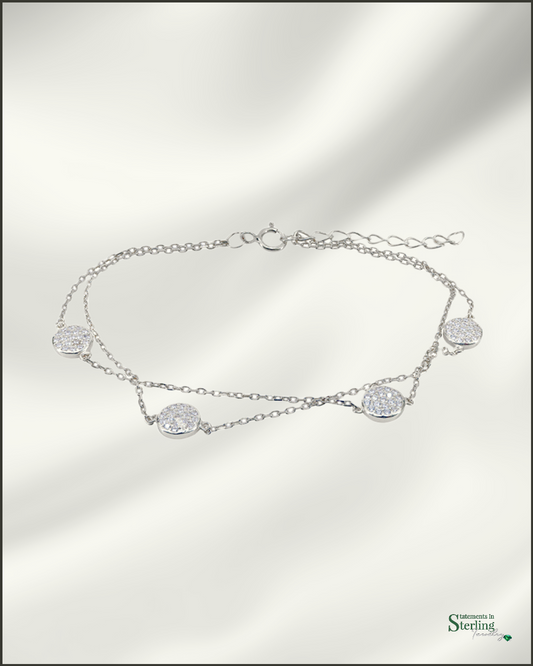 Sterling Silver Cubic Zirconia Layered Bracelet in Rhodium