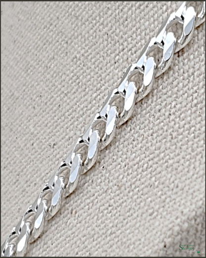 Italian Crafted Solid Sterling Silver Curb Link Chain Necklace - 6.7mm
