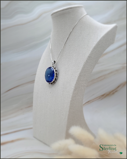Siberian Blue Quartz and Sterling Silver Pendant