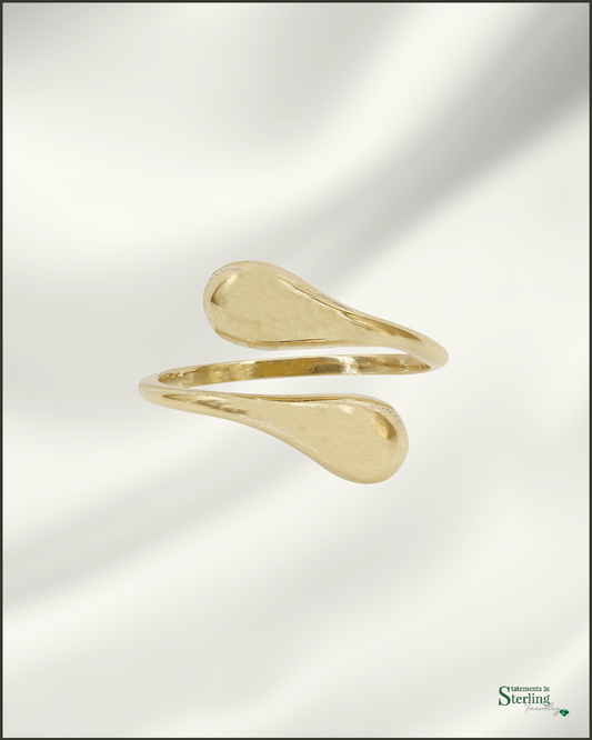 10k Gold Adjustable Teardrop Ring