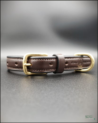 Iconic Vintage IV LUXE Raised Leather Dog Collar in Dark Havana