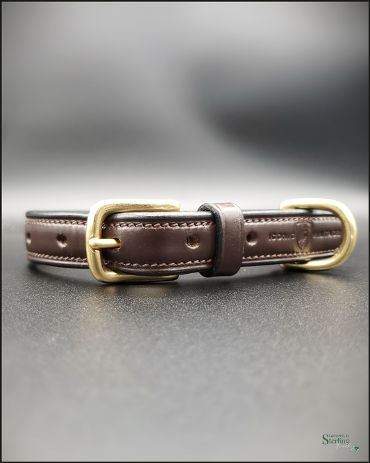 Iconic Vintage IV LUXE Raised Leather Dog Collar in Dark Havana