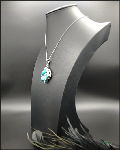 Turquoise and Sterling Silver Feather Pendant