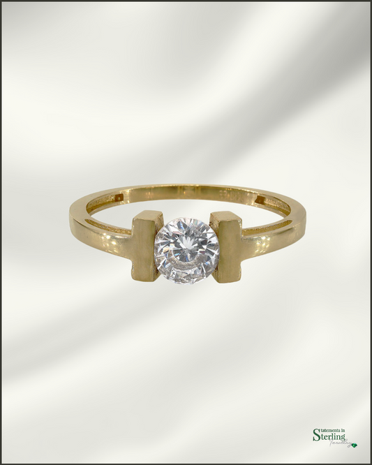 10k Gold Cubic Zirconia Solitare Ring