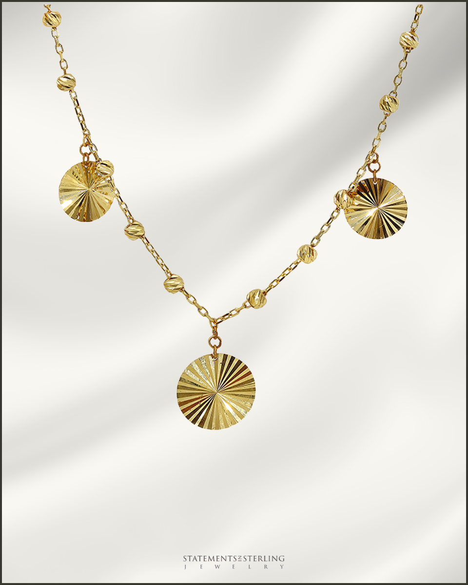10k Gold Disc Station Necklace