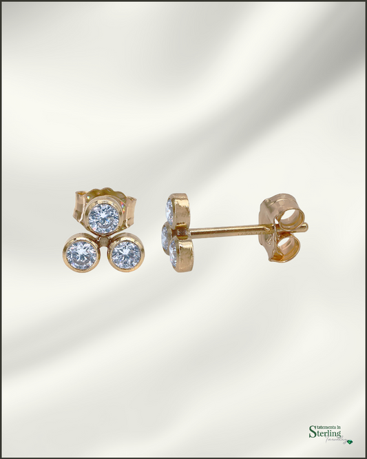 14k Gold Filled Bezel Set Cubic Zirconia Stud Earrings