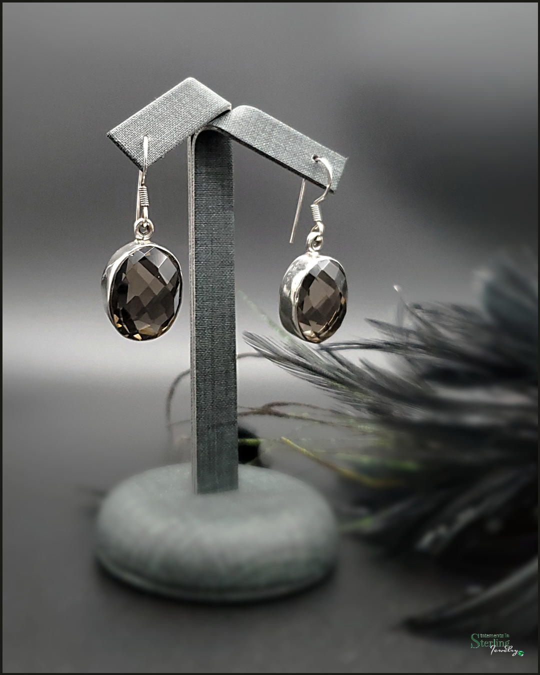 Smoky Topaz and Sterling Silver Drop Earrings