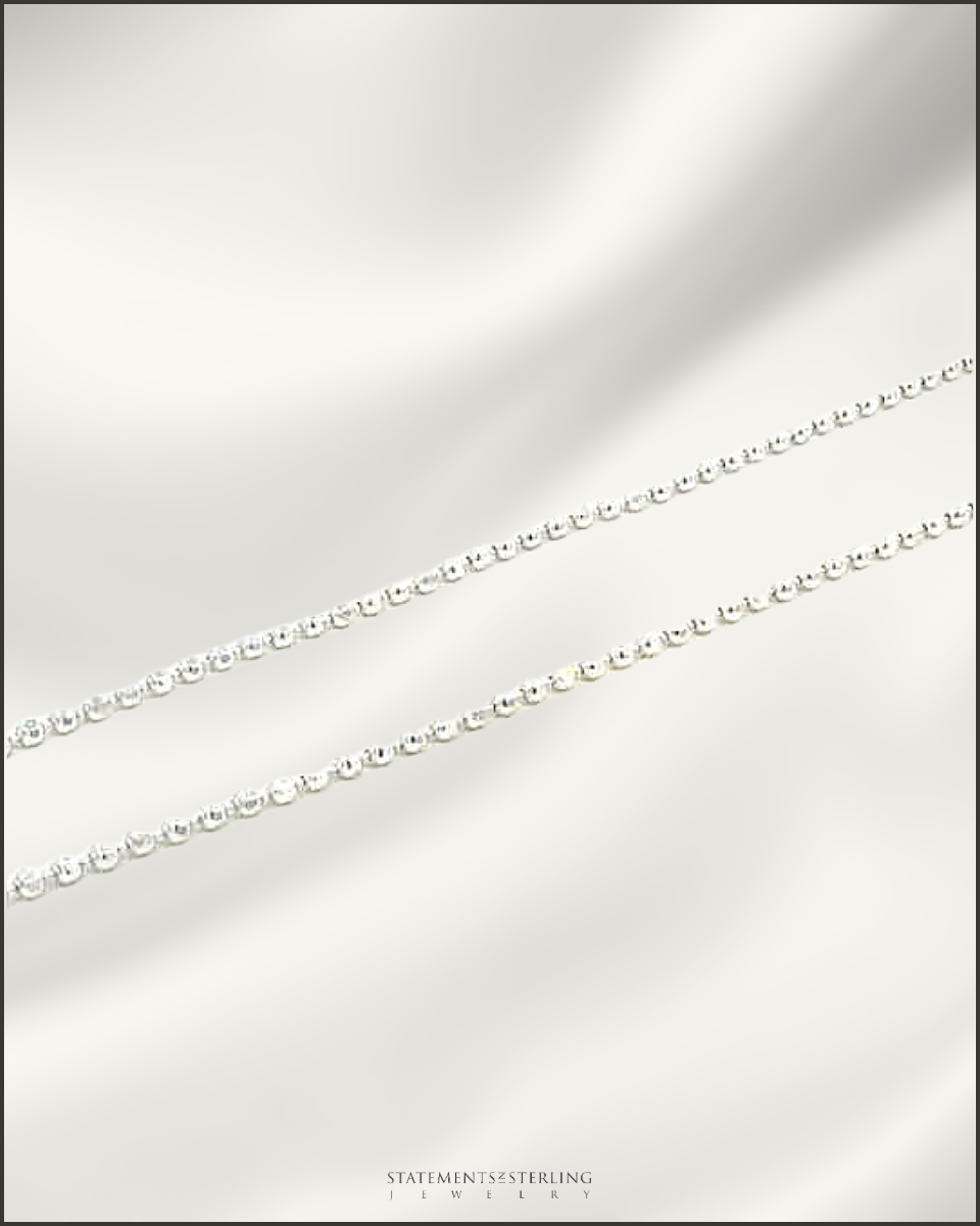 Italian Diamond Cut Sterling Silver Beaded Chain in Polished