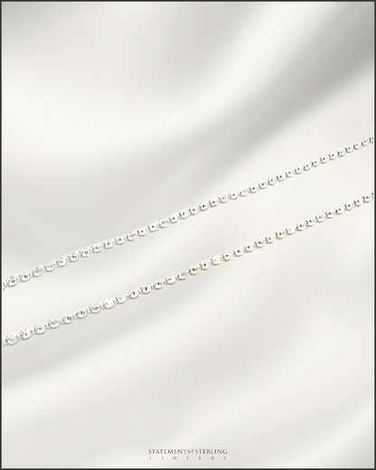 Italian Diamond Cut Sterling Silver Beaded Chain in Polished