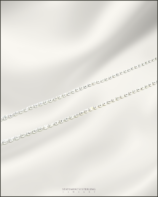Italian Diamond Cut Sterling Silver Beaded Chain in Polished