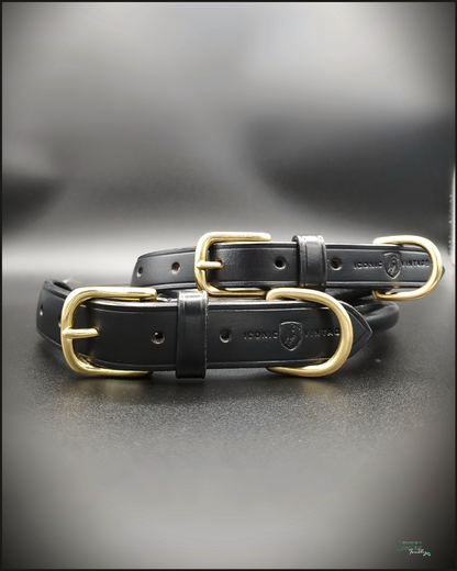 Iconic Vintage IV LUXE Handcrafted Rolled Leather Dog Collar in Black