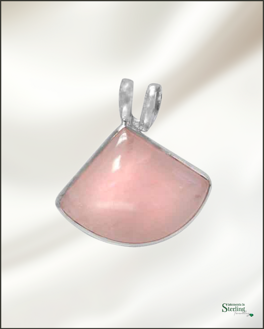 Sterling Silver Abstract Pendant in Rose Quartz