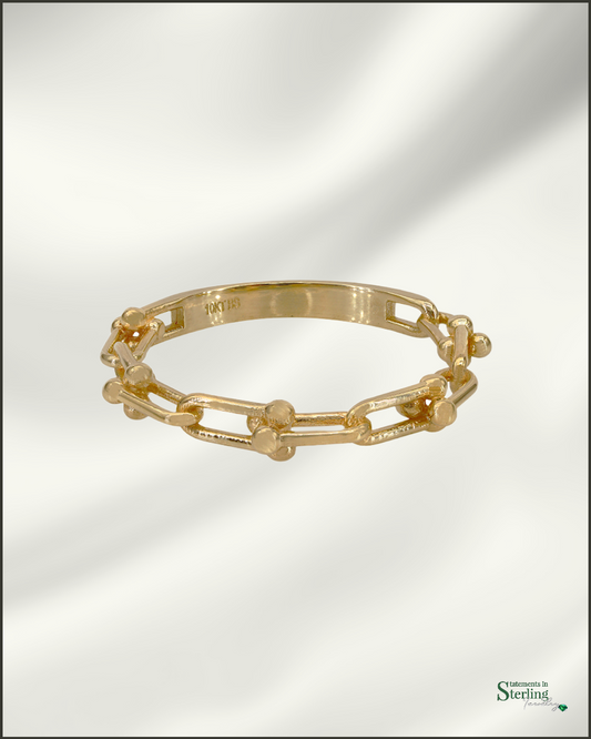 10k Gold Delicate U Link Ring Band