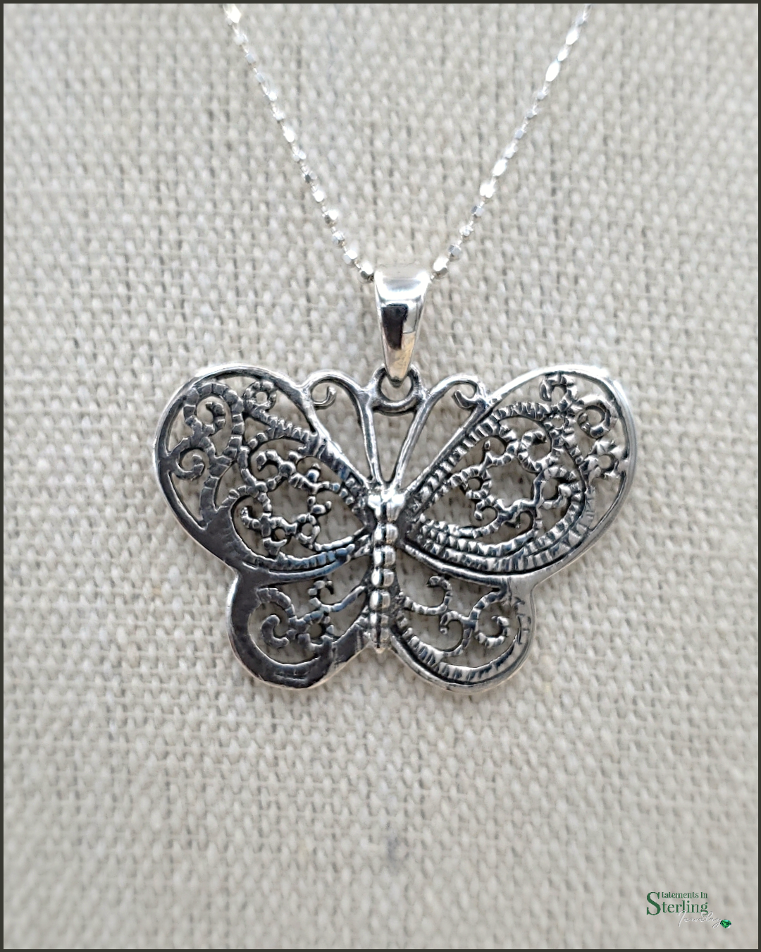 Sterling Silver Butterfly Pendant II