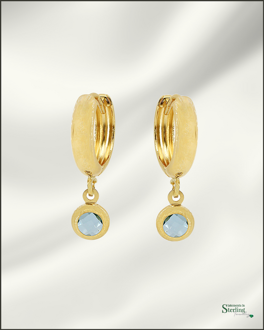 10k Gold Blue Topaz Earrings