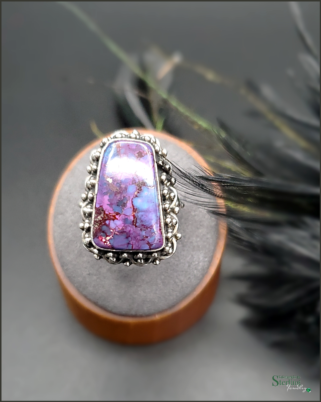 Purple Copper Turquoise and Sterling Silver Ring