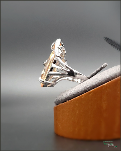 Quartz, White Topaz and Sterling Silver Ring