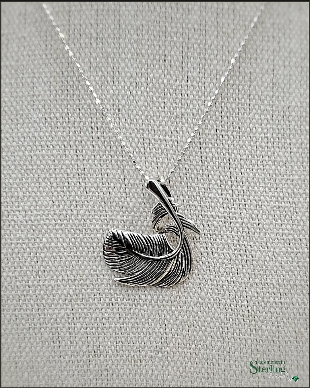 Sterling Silver Oxidized Feather Pendant