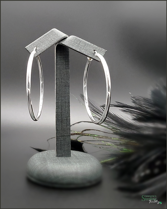 Sterling Silver Rhodium Plated Hoop Earrings