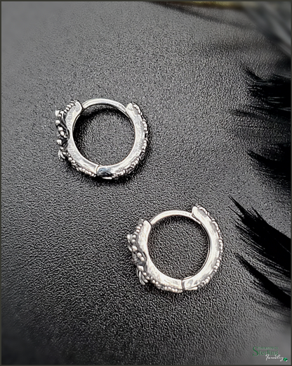 Sterling Silver Sunflower Hoop Earrings