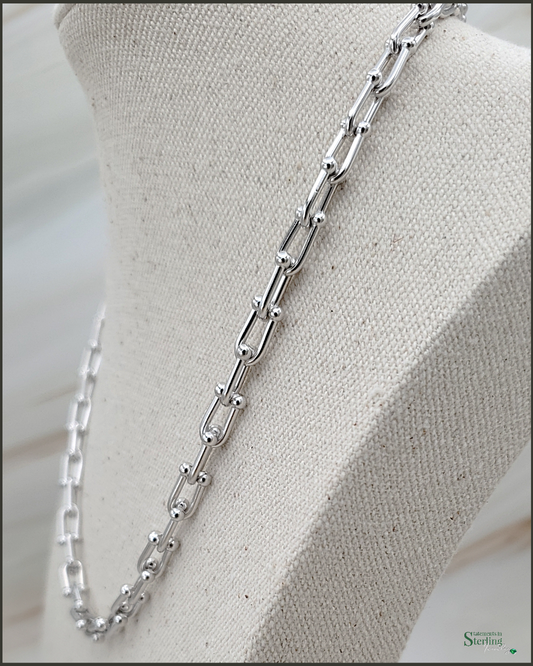 Solid Sterling Silver Signature U Link Necklace